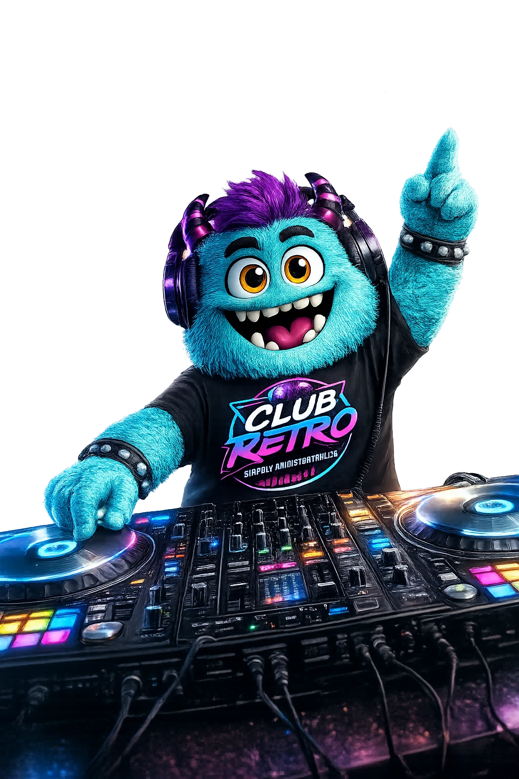 Mascota Club Retro como DJ